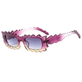 Irregular jagged edge sunglasses with purple yellow gradient frames and dark grey lenses - Purple Yellow Gradient Frame Grey Lens