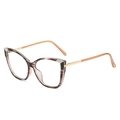 Montatura occhiali cat-eye retrò con motivo tartarugato e stanghette in metallo dorato - Montatura Venatura Legno Te