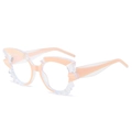 Y2K punk style polygonal transparent resin cat eye sunglasses with pink accents - Pink Frame