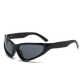 Lunettes de soleil de cyclisme noires futuristes avec verres gris et branches larges - Monture Noire Verres Noir Gris