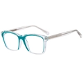 Fashionable square jelly color sunglasses with transparent green frames in retro style - Blue Frame