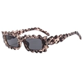 Fashionable irregular wavy square sunglasses with tortoiseshell frame and dark lenses - Floral Frame Black Grey Lens