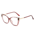 Occhiali anti-luce blu retrò cat-eye con montatura tartarugata e stanghette dorate - Montatura Venatura Legno Rosso