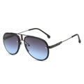 Occhiali da sole aviatore con montatura in metallo nero e lenti sfumate blu per l'esterno - Montatura Nero Opaco Lenti Grigio Blu
