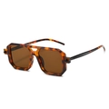 Classic retro double-bridge square sunglasses in dark tortoiseshell frame with brown lenses - Leopard Frame / Tea Lens