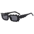 Chic black wavy irregular rimmed sunglasses with a punk-inspired avant-garde design - Black Frame Black Grey Lens