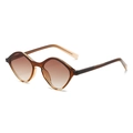 Fashionable retro geometric rhombus sunglasses with amber brown frame and gradient lenses - Tea Frame Tea Lens