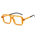 Classic retro double-bridge square sunglasses in transparent orange with black arms - Orange Frame Pink Temple