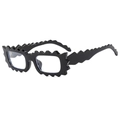 Fashionable black sunglasses with unique zigzag edges and trendy minimalist resin frame - Black Frame