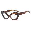 Chic tortoiseshell cat eye sunglasses with unique wavy flame relief and heart shaped lenses - Leopard Frame