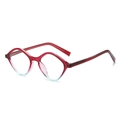 Fashionable diamond-shaped sunglasses with translucent wine red frames and gradient lenses - Purple Blue Frame