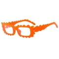 Fashionable orange wavy irregular sunglasses with creative zigzag frame design - Orange Frame Pink Temple