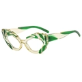 Cat eye sunglasses in transparent green and yellow finish with unique wavy frames - Green Frame