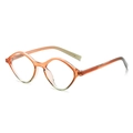 Fashionable rhombus sunglasses featuring an orange-yellow gradient frame and slim temples - Tea/Green Frame