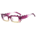 Irregular jagged edge sunglasses with a purple to yellow gradient transparent frame - Purple Yellow Frame