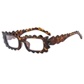 Fashion irregular wavy tortoiseshell eyewear frame with transparent lenses - Tortoise Frame