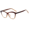 Fashionable tortoise shell cat-eye sunglasses with gradient brown polygon frames - Tea Frame