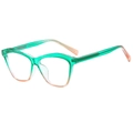 Fashionable polygon sunglasses with gradient green to orange frames and UV protection - Green Tea Frame