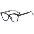Classic black cat-eye polygon sunglasses with anti-blue light transparent lenses - Black Frame