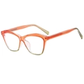 Fashionable gradient orange and green polygon sunglasses with translucent frame design - Orange Green Frame