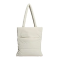 Bolso tote acolchado blanco crema de nailon con correas acolchadas y diseño minimalista - Blanco