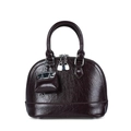 Borsa a mano retrò marrone scuro in pelle lucida con mini ciondolo decorativo - Con Ciondolo / Marrone