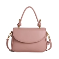 Borsa a tracolla minimalista rosa da donna con manico annodato e dettagli dorati - Rosa