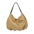 Khaki canvas tote bag with dark brown leather handles in a retro American workwear style - Dark Khaki