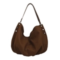 Braune Canvas Hobo-Tasche mit Lederriemen und silbernen Metallschnallen im Vintage-Stil - Kaffeebraun