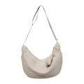 Bolso tipo dumpling acolchado beige crema con correa ajustable y mini estuche a juego - Juego de bolsos de hombro / Blanco Roto