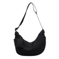 Bolso hobo negro acolchado con textura a rayas y mini estuche a juego incluido - Juego de bolsos de hombro / Negro