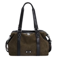 Bolso tote de ante verde oliva de gran capacidad con asas negras y logotipo plata - Verde