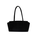 Minimalistische schwarze Wildleder-Einkaufstasche mit schmalen Schultergurten - Schwarz
