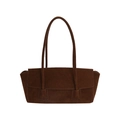 Borsa tote minimalista in pelle scamosciata testa di moro con manici lunghi e design retrò - Marrone
