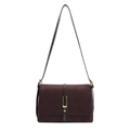 Borsa a spalla vintage in finta pelle scamosciata marrone scuro con chiusura in metallo - caffè