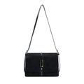 Borsa a tracolla vintage in finta pelle scamosciata nera con fibbia dorata - Nero