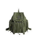 Dunkelgrüner Punk-Nietenrucksack mit Kreuz-Metallanhänger und Ketten für Halloween-Stil - Grün