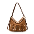 Borsa tote marrone in lana di agnello con spalline multifunzionali per uno stile autunnale - Marrone