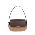 Sac bandoulière rétro en cuir marron et kaki avec matelassage et boucle métal - Khaki