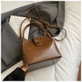 Vintage brown bucket bag with gold twist-lock buckle and adjustable shoulder strap - Basic Style Without Charm / Brown No Pendant