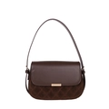 Sac à bandoulière carré marron foncé matelassé avec cuir vintage et fermoir doré - Marron