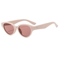 Occhiali da sole ovali retrò con montatura beige, borchie in metallo e lenti colorate - Montatura Rosa / Lenti Rosa