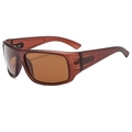 Modische braune Sport-Sonnenbrille mit mattem Bernsteinrahmen und Teegläsern - Tee Rahmen Tee Gläser