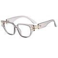 Lunettes rétro grises anti-lumière bleue avec détails en métal doré et perles - Cadre Gris