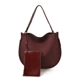 Burgunderfarbene Hobo-Tasche aus Wildleder mit Webriemen und passender Innentasche - Burgunderrot