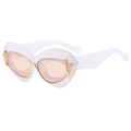Lunettes de soleil œil-de-chat, monture crème, verres oranges et accents dorés - Monture Blanc Gelée Verres Thé Clair