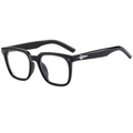 Fashionable black square sunglasses with silver star metal accents on white background - Black Frame (Clear Lens)