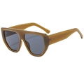 Vintage oversized polygon sunglasses with thick amber frames and dark grey lenses - Jelly Tea Frame Black Gray Lens
