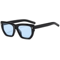 Lunettes de soleil carrées rétro avec monture noire et verres bleu clair - Monture Noire Verres Bleus