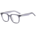 Translucent grey square frame sunglasses with silver star metal rivets on temple - Grey Frame (Clear Lens)